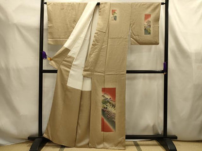 平和屋着物■訪問着　短冊風景文　暈し染め　正絹　逸品　AABK6107sx