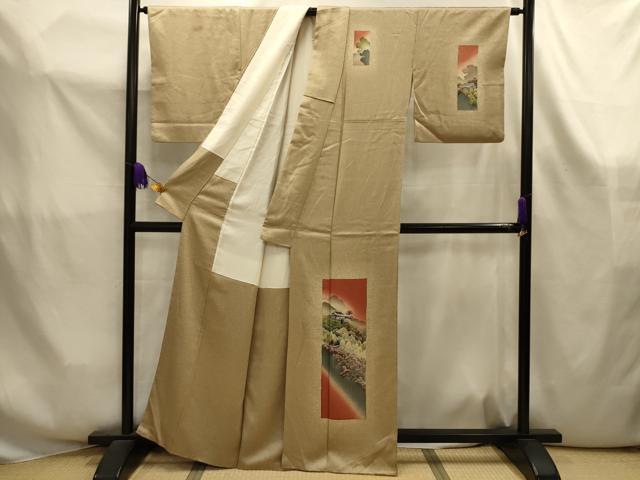 平和屋着物■訪問着　短冊風景文　暈し染め　正絹　逸品　AABK6107sx