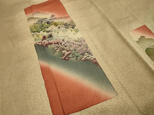 平和屋着物■訪問着　短冊風景文　暈し染め　正絹　逸品　AABK6107sx