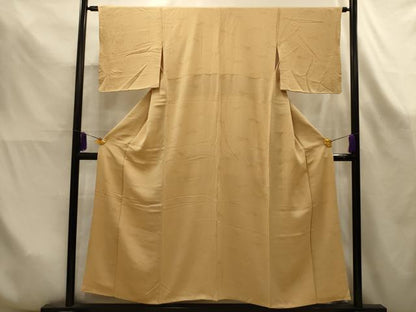 平和屋着物■上質な色無地　枝葉地紋　杏色　正絹　逸品　AABK6112sx