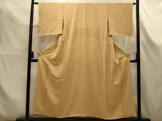 平和屋着物■上質な色無地　枝葉地紋　杏色　正絹　逸品　AABK6112sx
