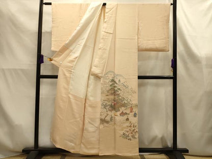 平和屋着物■色留訪問着　寿光織　人物風景文　鈴乃屋扱い　正絹　逸品　AABK6114sx