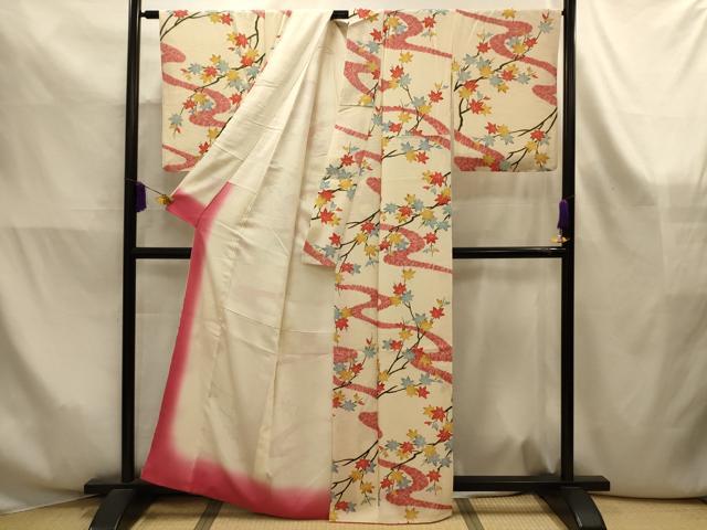 平和屋着物■上質な小紋　竜田川　正絹　逸品　AABK6116sx