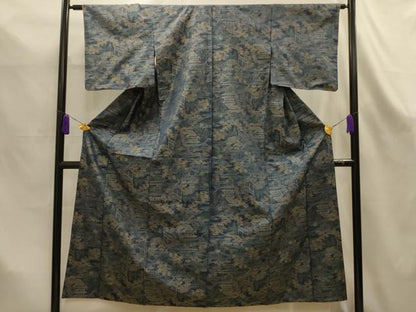 平和屋着物■本場大島紬　風景文　正絹　逸品　AABK6119sx