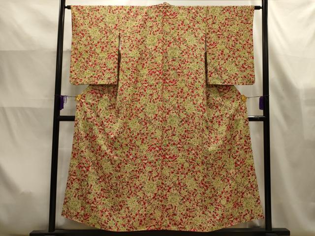 平和屋着物■上質な小紋　更紗花文　暈し染め　正絹　逸品　AABK6126sx