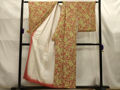 平和屋着物■上質な小紋　更紗花文　暈し染め　正絹　逸品　AABK6126sx