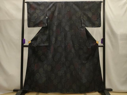平和屋着物■上質な紬　亀甲花文　正絹　逸品　AABK6128sx