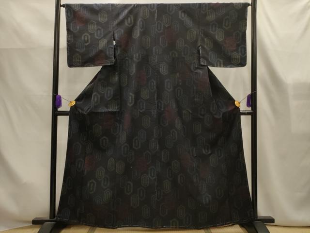 平和屋着物■上質な紬　亀甲花文　正絹　逸品　AABK6128sx