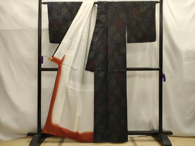 平和屋着物■上質な紬　亀甲花文　正絹　逸品　AABK6128sx
