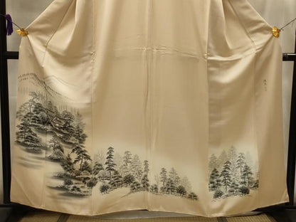 平和屋着物■訪問着　作家物　雅光　手描き　風景文　暈し染め　正絹　逸品　AABK6131sx