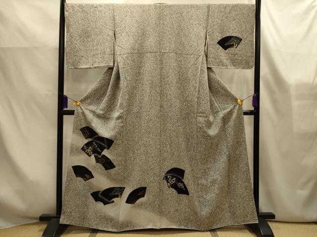 平和屋着物■訪問着　地紙重ね草花文　暈し染め　金彩　正絹　逸品　AABK6132sx