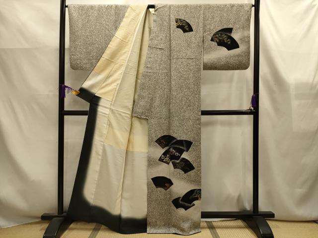 平和屋着物■訪問着　地紙重ね草花文　暈し染め　金彩　正絹　逸品　AABK6132sx