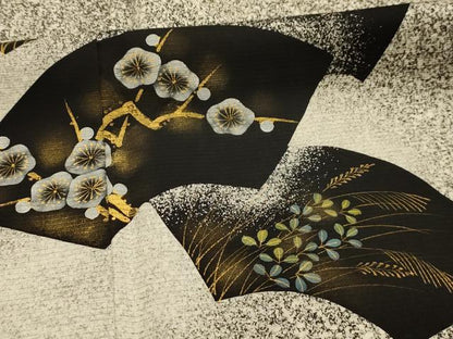 平和屋着物■訪問着　地紙重ね草花文　暈し染め　金彩　正絹　逸品　AABK6132sx