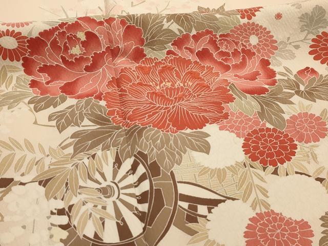 平和屋着物■訪問着　刺繍　花車文　正絹　逸品　AABK6133sx