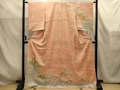 平和屋着物■訪問着　刺繍　鴛鴦　暈し染め　金糸　金彩　正絹　逸品　AABK6139sx