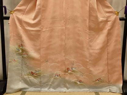 平和屋着物■訪問着　刺繍　鴛鴦　暈し染め　金糸　金彩　正絹　逸品　AABK6139sx