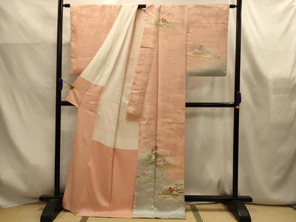 平和屋着物■訪問着　刺繍　鴛鴦　暈し染め　金糸　金彩　正絹　逸品　AABK6139sx