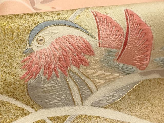 平和屋着物■訪問着　刺繍　鴛鴦　暈し染め　金糸　金彩　正絹　逸品　AABK6139sx