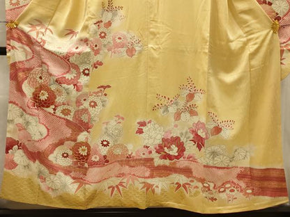 平和屋着物■豪華振袖　絞り　駒刺繍　流水花文　金彩　正絹　逸品　AABK6141sx