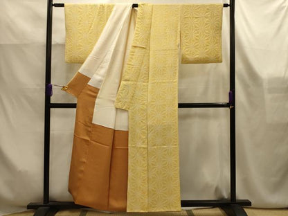 平和屋着物■上質な小紋　絞り　麻の葉文様　正絹　逸品　AABK6144sx