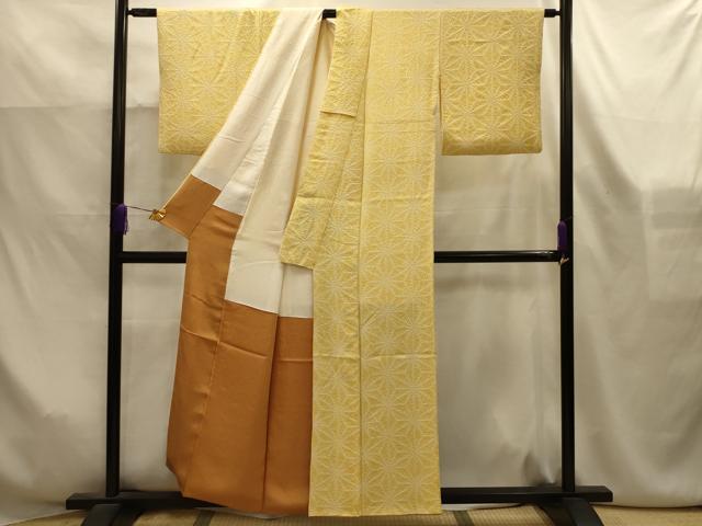 平和屋着物■上質な小紋　絞り　麻の葉文様　正絹　逸品　AABK6144sx