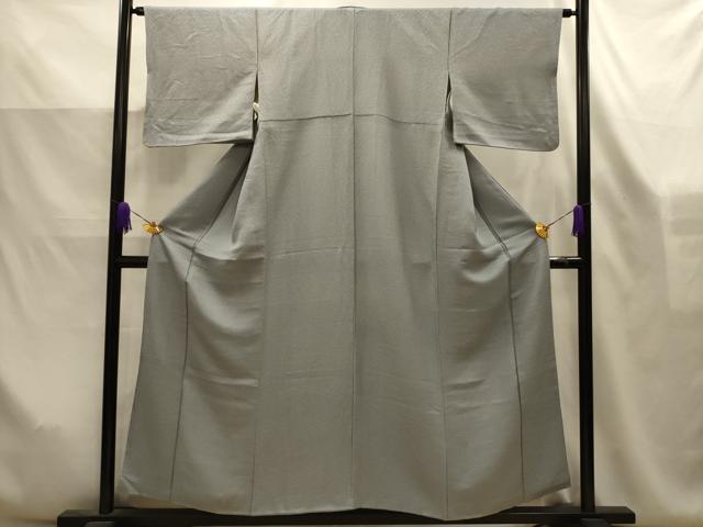 平和屋着物■上質な色無地　紋意匠　灰青色　正絹　逸品　AABK6147sx