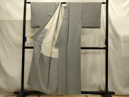 平和屋着物■上質な色無地　紋意匠　灰青色　正絹　逸品　AABK6147sx