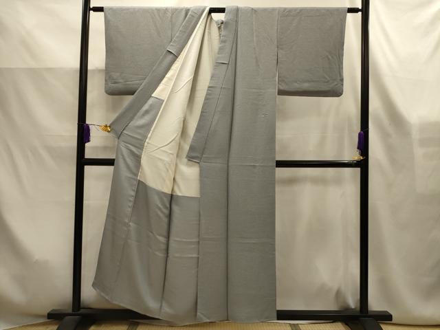 平和屋着物■上質な色無地　紋意匠　灰青色　正絹　逸品　AABK6147sx
