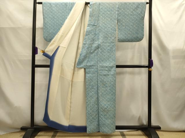 平和屋着物■大変加工の良い総絞り小紋　七宝文　正絹　逸品　AABK6149sx