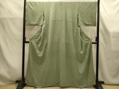 平和屋着物■上質な小紋　絞り　花青海波地紋　正絹　逸品　AABK6150sx
