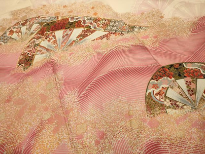 平和屋着物■豪華振袖　駒刺繍　片輪車花宝づくし　暈し染め　金彩　正絹　逸品　AABK6154sx