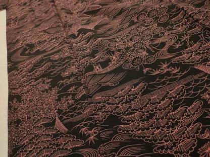 平和屋着物■上質な小紋　風景文　黒地　正絹　逸品　AABK6156sx