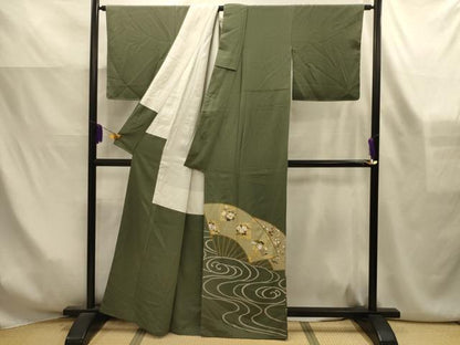 平和屋着物■豪華色留袖　松竹梅　流水扇面色紙花文　金彩　正絹　逸品　AABK6158sx