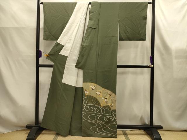 平和屋着物■豪華色留袖　松竹梅　流水扇面色紙花文　金彩　正絹　逸品　AABK6158sx