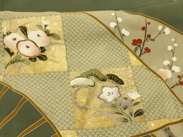 平和屋着物■豪華色留袖　松竹梅　流水扇面色紙花文　金彩　正絹　逸品　AABK6158sx