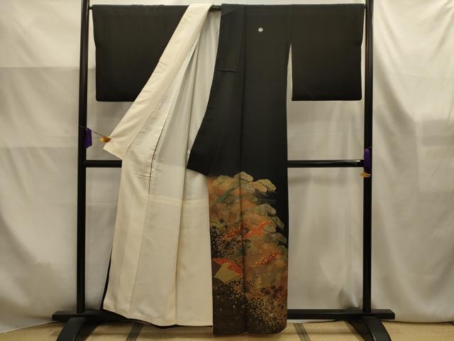 平和屋着物■豪華黒留袖　作家物　駒刺繍　飛鶴浜松文　金銀彩　正絹　逸品　AABK6161sx