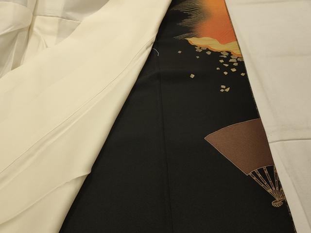 平和屋着物■豪華黒留袖　作家物　駒刺繍　飛鶴浜松文　金銀彩　正絹　逸品　AABK6161sx