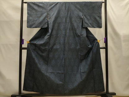 平和屋着物■本場大島紬　幾何学文様　割り込み絣　正絹　逸品　AABK6165sx