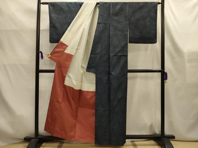 平和屋着物■本場大島紬　幾何学文様　割り込み絣　正絹　逸品　AABK6165sx