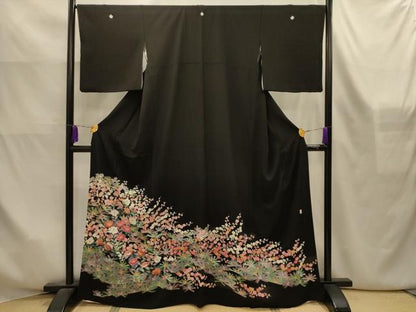 平和屋着物■豪華黒留袖　友禅　作家物　梅松文　正絹　逸品　AABK6171sx