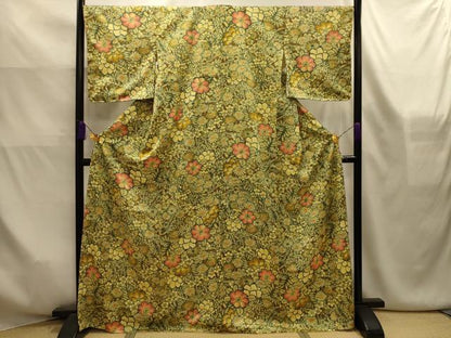 平和屋着物■上質な小紋　草花文　正絹　逸品　AABK6172sx