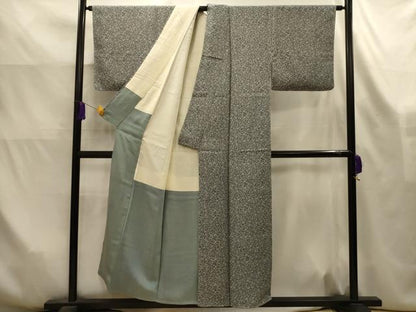 平和屋着物■上質な小紋　型染め　幾何学文様　正絹　逸品　AABK6175sx