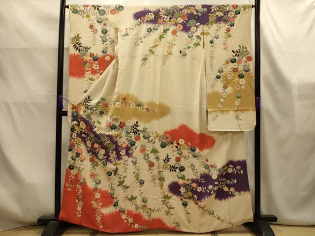 平和屋着物■豪華振袖　手描き　枝垂れ花文　金銀彩　正絹　逸品　AABK6177sx