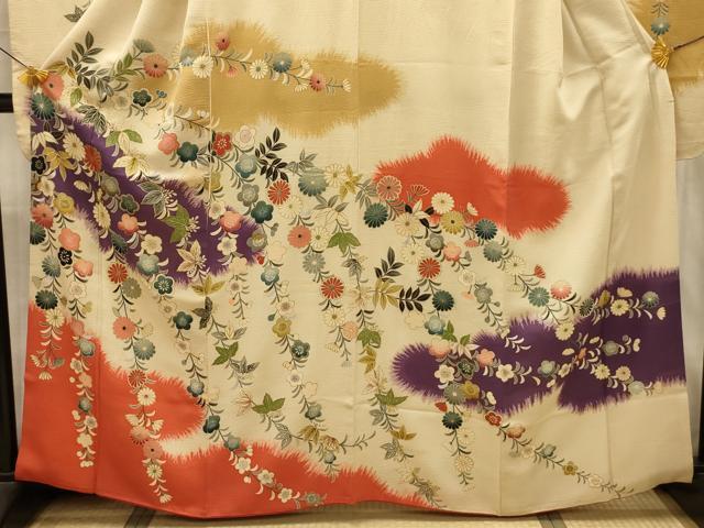 平和屋着物■豪華振袖　手描き　枝垂れ花文　金銀彩　正絹　逸品　AABK6177sx
