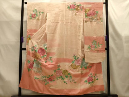 平和屋着物■豪華振袖　総刺繍　流水扇面花車文　暈し染め　金銀糸　正絹　逸品　AABK6178sx
