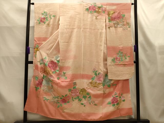 平和屋着物■豪華振袖　総刺繍　流水扇面花車文　暈し染め　金銀糸　正絹　逸品　AABK6178sx