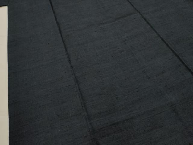 平和屋着物■男性　紬　色無地　黒緑色　正絹　逸品　AABK6190sx