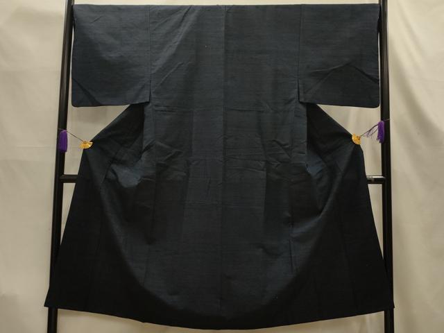 平和屋着物■男性　紬　色無地　藍鉄色　正絹　逸品　AABK6194sx