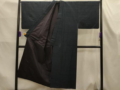 平和屋着物■男性　紬　色無地　藍鉄色　正絹　逸品　AABK6194sx