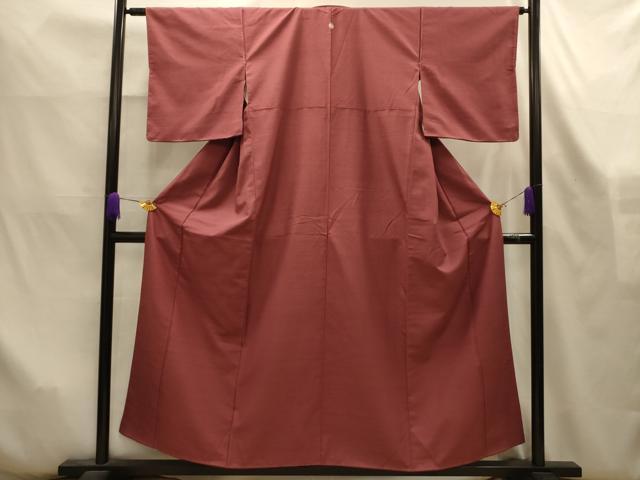 平和屋着物■上質な紬　色無地　蘇芳香色　正絹　逸品　AABK6200sx